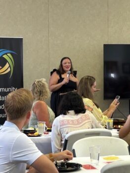 Image of Tiffany Martin, guest speaker at 2025 Women's Fund of Randolph County Brunch and Auction, sharing her message about F.U.N.
